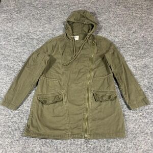 Old Navy Coat Womens XS Green Anorak Hooded Full Zip Military Oversized Jacket